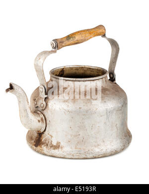 Old aluminum kettle Stock Photo