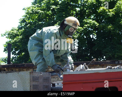 firefighters in chemical protection suit Stock Photo