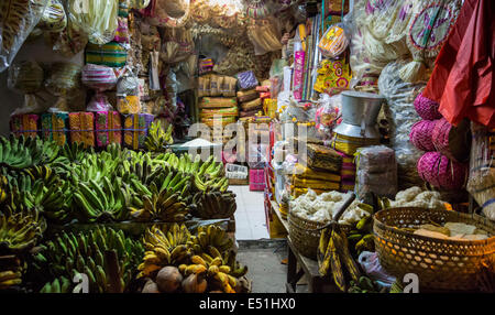 Bali, Indonesia.  Early-Morning Market Stall, Jimbaran Market. Stock Photo