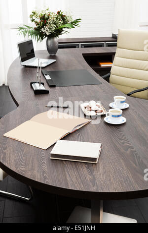 laptop on desk Stock Photo