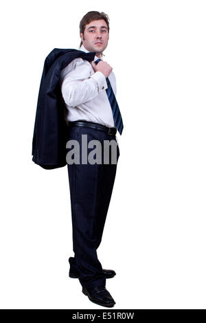 young businessman with jacket on shoulder Stock Photo