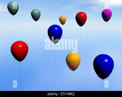 Colorful balloons - 3D render Stock Photo