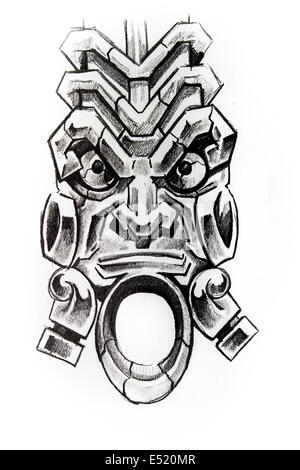 American indian totem, sketch of tattoo Stock Photo