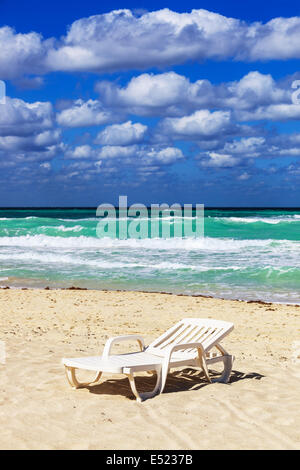 deck chair on a beach Stock Photo