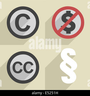 flat style copyright set Stock Photo