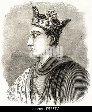 Henry II, King of England in the 12th century. Drawn from the tomb at Fontevraud Abbey. Victorian woodcut engraving circa 1845. Stock Photo