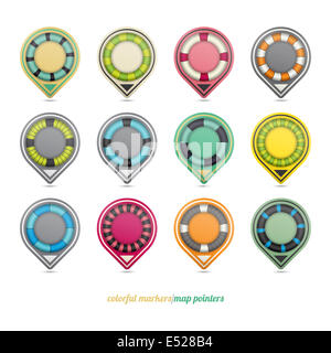 set of colorful circular pointers isolated on white background Stock ...