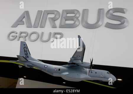 Airbus / EADS CASA C-295 exhibited at the Farnborough Air Show. The C295 is a twin-turboprop tactical military transport aircraft manufactured by Airbus Military in Spain. Stock Photo