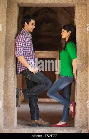 Couple in a fort looking at each other Stock Photo
