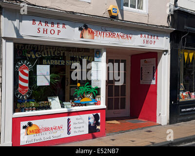 Barber barbers shop store exterior York North Yorkshire England UK United Kingdom GB Great Britain Stock Photo