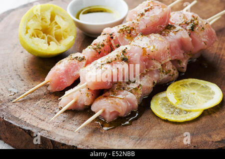 marinated meat for grill, chicken kebab Stock Photo