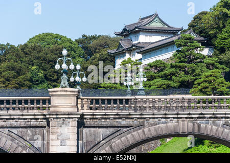 The Imperial Palace and Nijubashi Bridge in Tokyo, Japan. Stock Photo