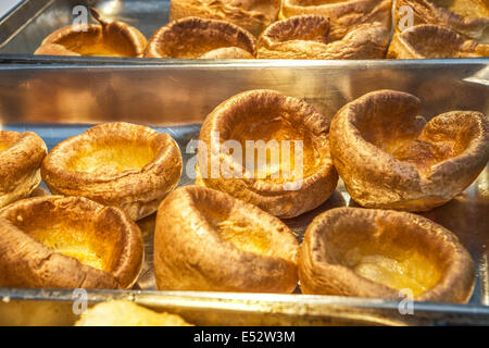Yorkshire puddings cooked at a street food festival in London Stock Photo