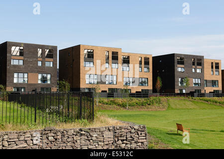 Dalmarnock, Glasgow East End, Scotland, UK, Friday, 18th July, 2014. Athlete’s Village housing built for the Glasgow 2014 Commonwealth Games to accommodate athletes and officials Stock Photo