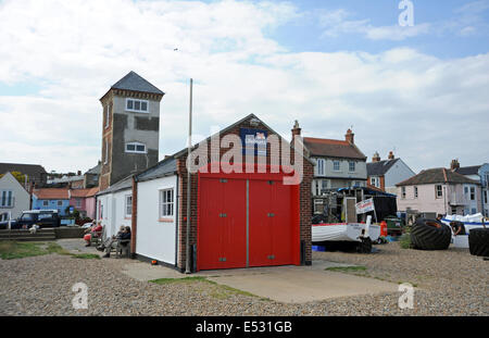 Views around the Suffolk seaside town of Aldeburgh The old RNLI inshore lifeboat house Stock Photo