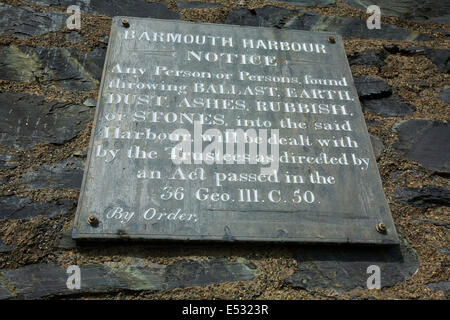 Plaque on Wall of Harbour Masters Office Barmouth Gwynedd Wales UK Stock Photo