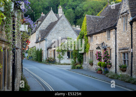 Early Morning in Castle Combe, the Cotswolds, Wiltshire, England Stock Photo