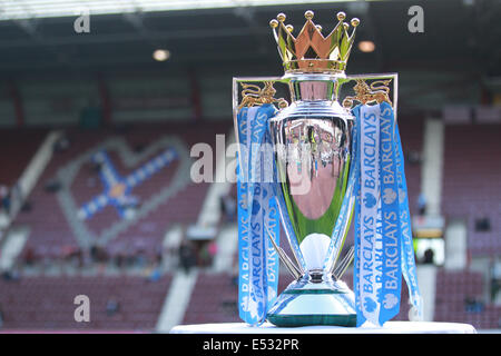 Edinburgh, Scotland. 18th July, 2014. Pre Season Friendly. Hearts versus Manchester City. The premier League Trophy on display Credit:  Action Plus Sports/Alamy Live News Stock Photo