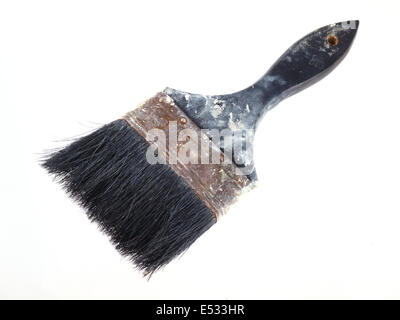 Close up of old paint brush on a white background. Stock Photo