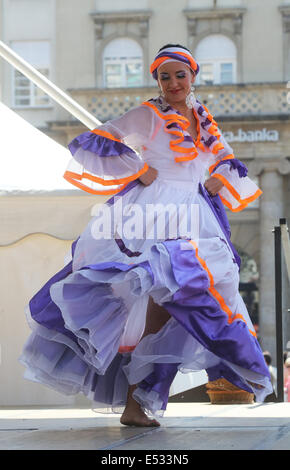 Folk groups Colombia Folklore Foundation from Santiago de Cali, during the 48th International Folklore Festival in Zagreb Stock Photo