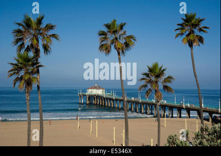 Manhattan Beach Pier in the South Bay area of Los Angeles, California Stock Photo