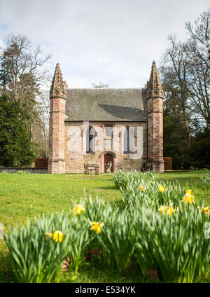 Moot Hill chapel in Scone Palace grounds Stock Photo