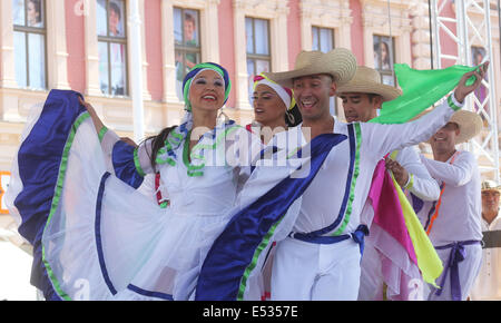 Folk groups Colombia Folklore Foundation from Santiago de Cali, during the 48th International Folklore Festival in Zagreb Stock Photo