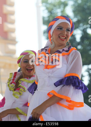 Folk groups Colombia Folklore Foundation from Santiago de Cali, during the 48th International Folklore Festival in Zagreb Stock Photo