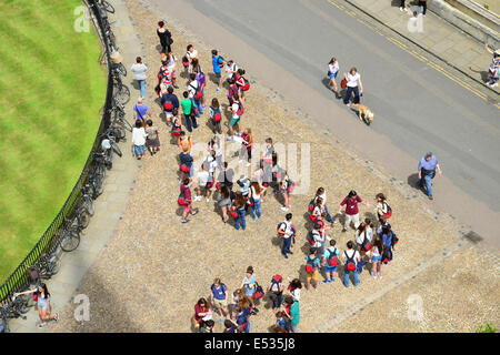 Aerial view of students from St.Mary the Virgin, Radcliffe Square, Oxford, Oxfordshire, England, United Kingdom Stock Photo