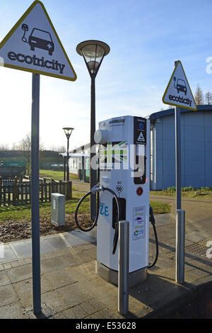 'Ecotricity' electric car charging station at Cobham M25 Motorway Service Area, Cobham, Surrey, England, United Kingdom Stock Photo