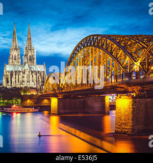 Cologne, Germany over the Rhine River. Stock Photo