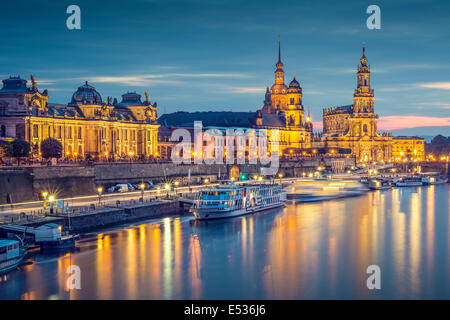 Dresden, Germany cityscape on the Elbe River.