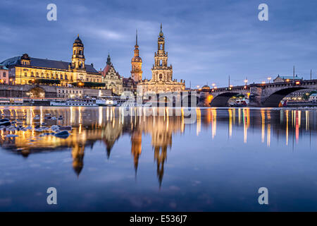 Dresden, Germany cityscape on the Elbe River.