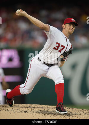 Washington Nationals Starting Pitcher Stephen Strasburg Wipes His Face 