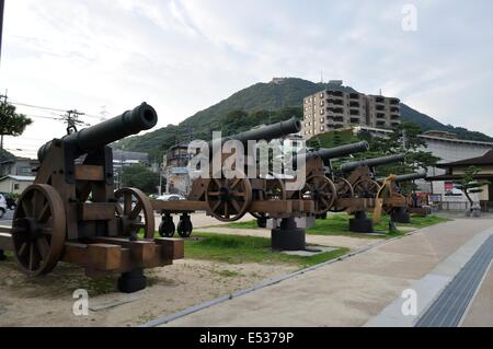Choshu cannon,Mimosuso river park,Dannoura,Shimonoseki,Yamaguchi,Japan Stock Photo