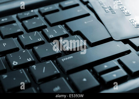 Credit card on keyboard Stock Photo