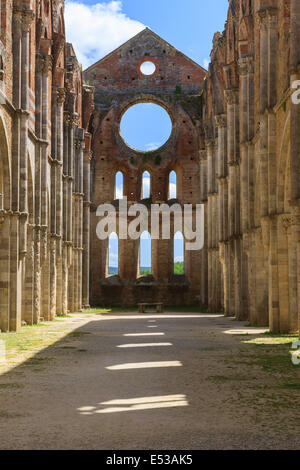 The monumental complex of Saint Galgano rises approximately 30 km to the West of Siena, to the border with the province of Gross Stock Photo