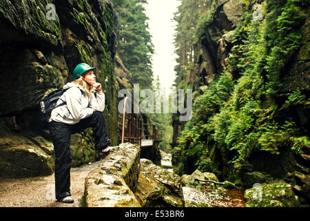Young girl in canyon Stock Photo