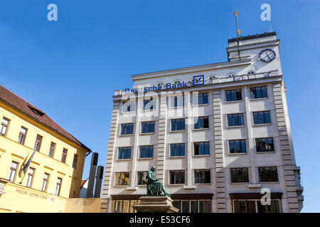 Deutsche Bank logo on building, Jungmann Square in Prague Czech Republic Stock Photo