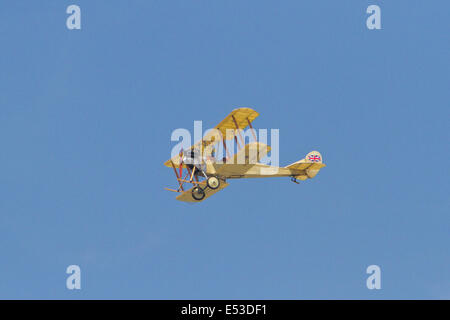 A Biplane from the great war diaplay team flies at the Farnborough Airshow 2014. Stock Photo