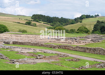 View over the site of  Vindolanda Roman Fort, Northumberland England UK Stock Photo