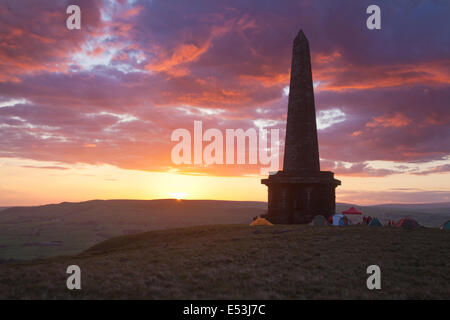 Spectacular sunset seen from Stoodley Pike near Todmorden, Calderdale, West Yorkshire, UK Stock Photo