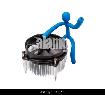 Close-up shot of computer CPU cooler isolated on a white background Stock Photo