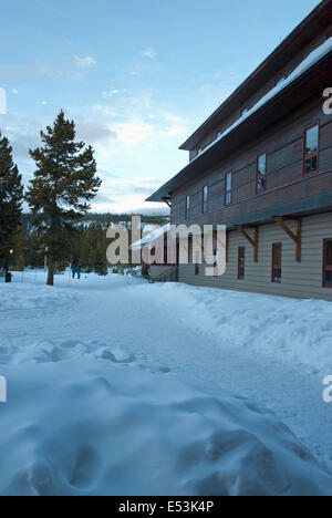 Snow Lodge at Upper Geyser Basin in Winter, Yellowstone NP, WY Stock Photo