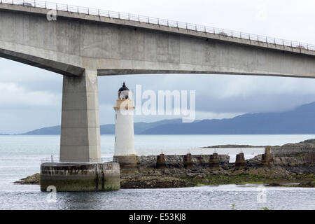 The Skye Bridge and Kyleakin Lighthouse On  Eilean Bàn, or "White Island", Stock Photo