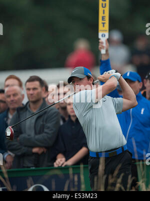 Hoylake, UK. 19th July, 2014. The Open Golf Championship, Round 3. Rory MCILROY [NIR] from the tee Credit:  Action Plus Sports/Alamy Live News Stock Photo