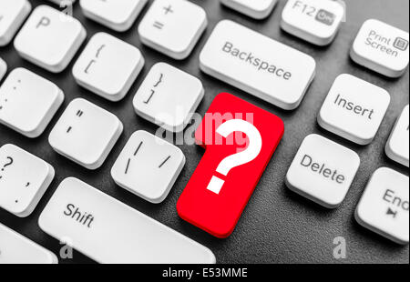 Computer keyboard with question mark key. Concept image. Stock Photo