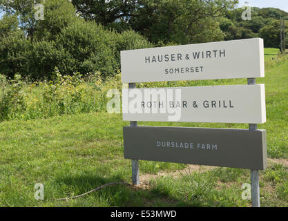 Bruton a small town in Somerset England UK    Sign for Hauser and Wirth Art Gallery Stock Photo