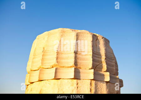 Column at sunset. Close up of a column at Poseidon Temple at Sounio Stock Photo