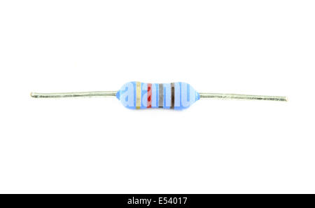 Blue resistor on a white background Stock Photo